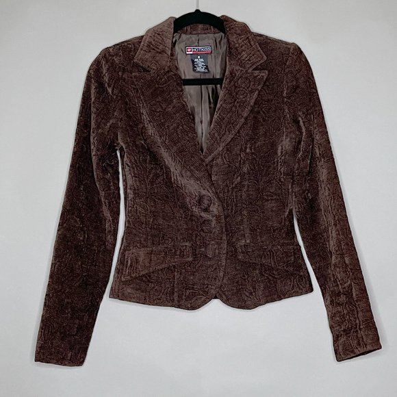 Hot Kiss Deep Brown Jacket With Texture and Pattern Size Small - Picture 2 of 11